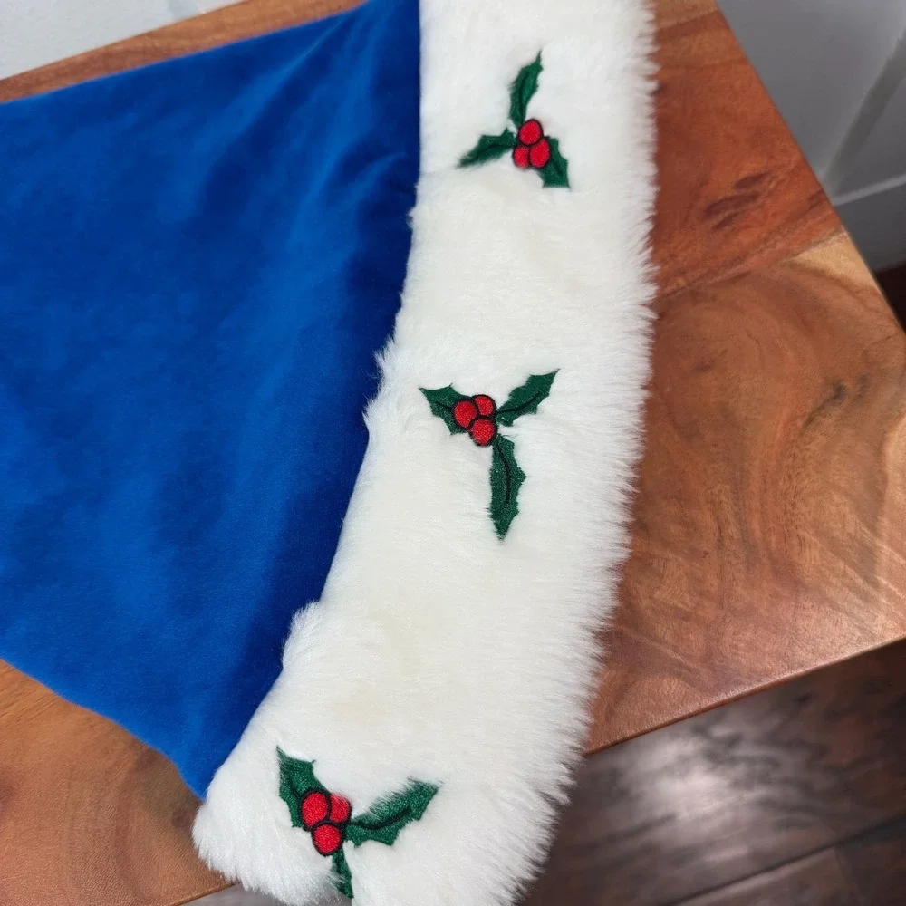 Indianapolis Colts Christmas Santa‎ Hat Blue White Horseshoe Logo Holly